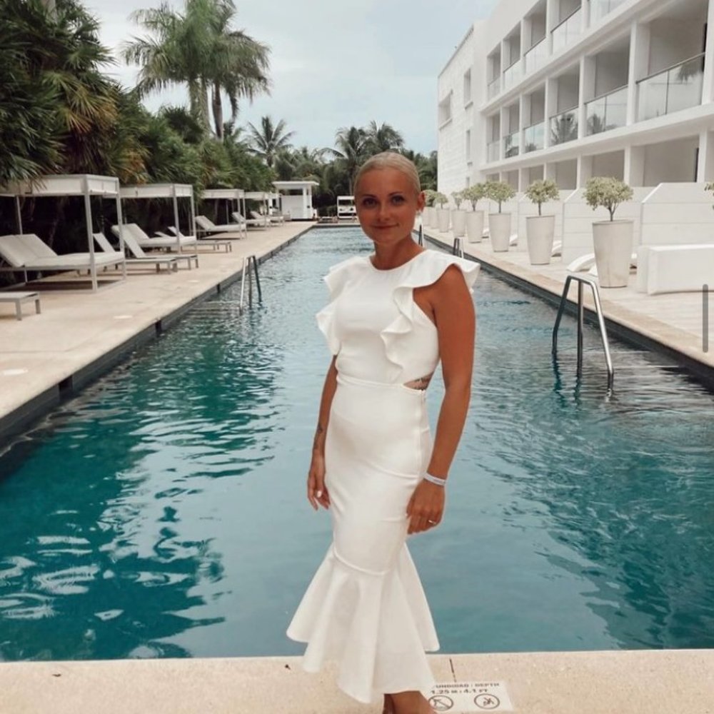 Hello Molly White High Low Midi Dress with ruffle detail